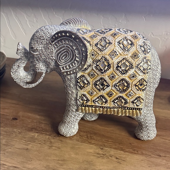 Other - Decorative Elephant Figurine w/ Gold & Silver tall 7” lengths 9”plaster material